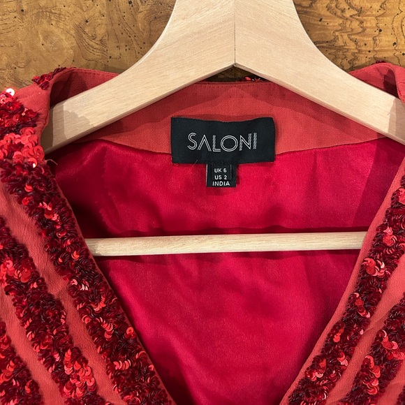 Saloni Camille crop top red sequins sz 2 - Picture 5 of 9
